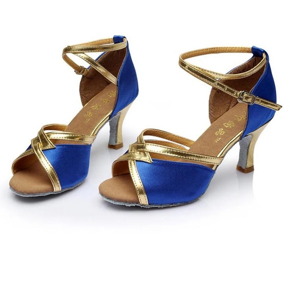 Dance and Sway Royal Blue & Gold Dress/Dance Sandals NWT - Picture 2 of 5